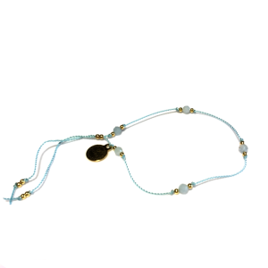 Bransoletka Naturalność  amazonity na seledynowym złocone