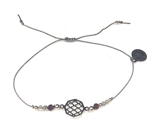 Bransoletka Naturalność  z labradorytem i okrągłą rozetką  II