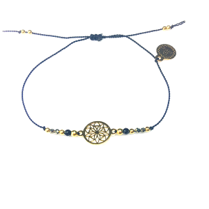 Bransoletka Naturalność  spinel z okrągłą rozetką  pozłacaną