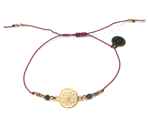 Bransoletka Naturalność z granatami i z rozetką pozłacana