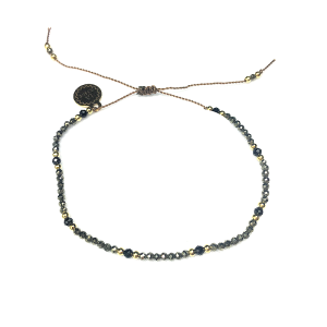 Bransoletka Naturalność  z piryty ze spinelem pozłacana