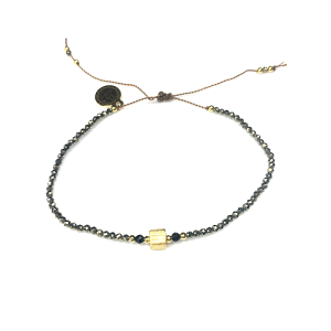 Bransoletka Naturalność  z piryty z kostką pozłacane