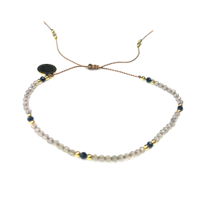 Bransoletka Naturalność  kwarc dymny jasny ze spinelem pozłacana