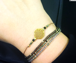 Bransoletka Naturalność  kwarc dymny pozłacana 