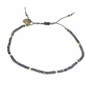 Bransoletka Naturalność  kwarc dymny ciemny pozłacana