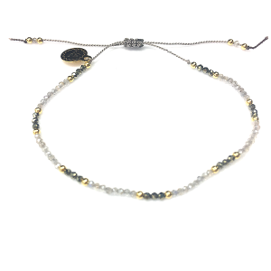 Bransoletka Naturalność  labradoryt srebrzysty z pirytem pozłacana