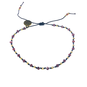 Bransoletka Naturalność   granaty supełkowana pozłacana 