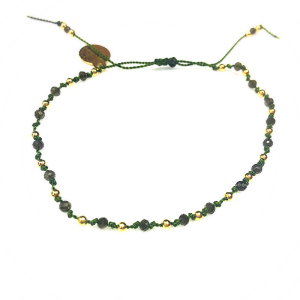 Bransoletka Naturalność obsydian supełkowana pozłacana 