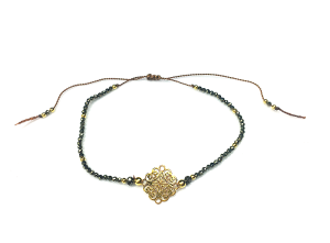 Bransoletka Naturalność  piryty z łącznikiem  pozłacana II