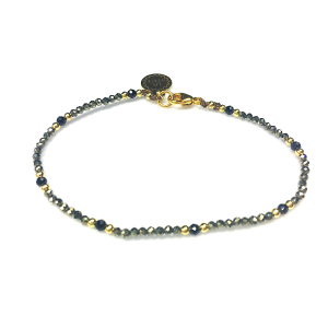 Bransoletka piryt ze spinelem pozłacana