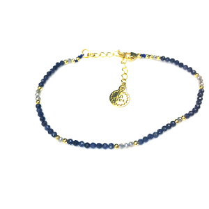 Bransoletka szafiry z labradorytem pozłacana 