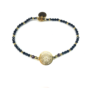 Bransoletka spinel z łącznikiem srebrnym pozłacana II