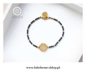 Bransoletka spinel z łącznikiem srebrnym pozłacana