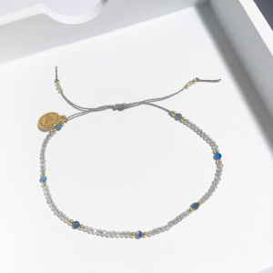 Bransoletka Naturalność labradoryt z kyanitem kianit  pozłacana