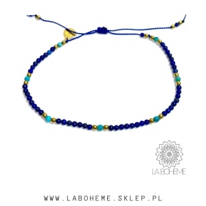 Bransoletka Naturalność lapis lazuli i turkus pozłacana 