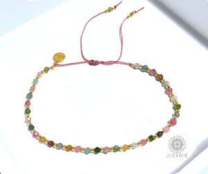 Bransoletka Naturalność turmaliny przekładana 3 mm pozłacana