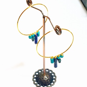 Kolczyki koła  z turkusami i lapisem 45mm złoto