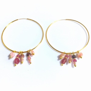 Kolczyki koła  z turmalinem i rubinem  45mm złoto 