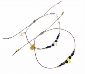 Bransoletka Naturalność  gwiazdka i szafiry pozłacana