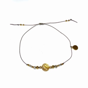 Bransoletka Naturalność  z monetką  labradoryt złocona  I