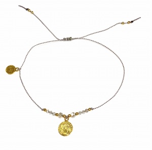 Bransoletka Naturalność  z monetką  labradoryt złocona  II