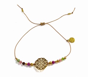 Bransoletka Naturalność z rozteką turmaliny złocona