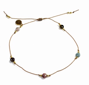 Bransoletka Naturalność z turmalinów  beż złocona