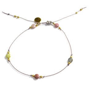 Bransoletka Naturalność z turmalinów szara  złocona 