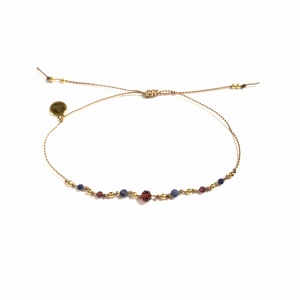 Bransoletka Naturalność supełkowana  granaty szafir złocona