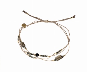 Bransoletka Naturalność potrójna piryty i kwarc dymny złocona