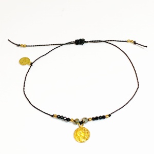 Bransoletka z monetą piryty spinele złota