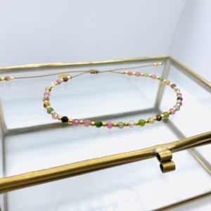 Bransoletka Naturalność turmalin beż złocona 