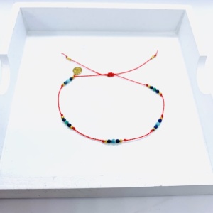 Bransoletka Naturalność  turkusy i lapis czerwona  złota 