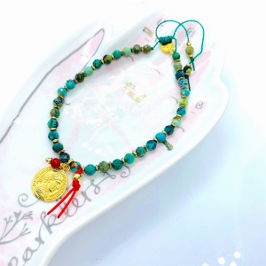 Bransoletka  Naturalność turkus  hematyt moneta  złota 