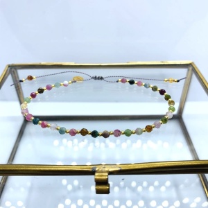 Bransoletka Naturalność turmalin  szara złocona 