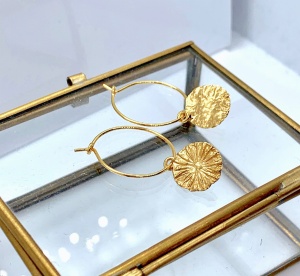 Kolczyki koła mini  na haczyk okrągła  blaszkai pozłacane 