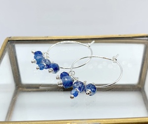 Kolczyki koła na haczyk  kyanity  średnie srebro 