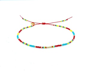 Jedwabna bransoletka "Lucky Charm"  czerwono-turkusowa II