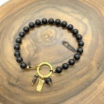 Bransoletka Royalty czarny onyks matowy blaszka 