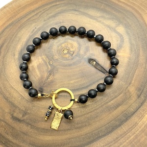 Bransoletka Royalty czarny onyks matowy blaszka 