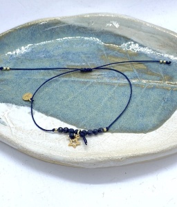 Bransoletka Naturalność szafiry  zawieszka gwiazdka niteczka  złocona 