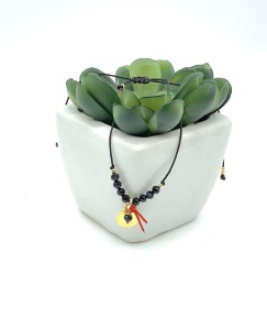 Bransoletka Naturalność czarny turmalin monetka niteczka  złocona