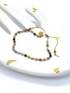 Bransoletka Naturalność turmalin supełkowana  beż złota