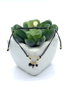 Bransoletka Romance  czarny turmalin spinel  kółeczko czarna złocona 