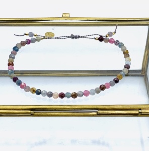 Bransoletka Naturalność jasne szafiry rubiny  3mm złocona II