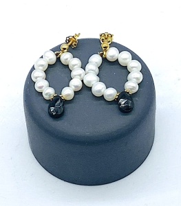 Kolczyki perły  spinel wianuszki sztyft małe złocone 