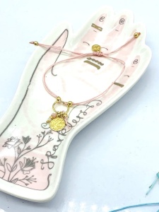 Bransoletka  Boho kółeczko opal afrykański  pudrowa złocona