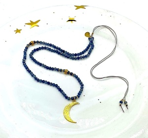 Naszyjnik  Naturalność  szafiry jasne  księżyc Luna  złoty 