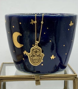 Naszyjnik kuleczki Dłoń Opatrzności Ręka Fatimy Hamsa   40cm pozłacany