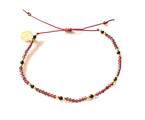 Bransoletka Naturalność  granaty ze spinelem pozłacana